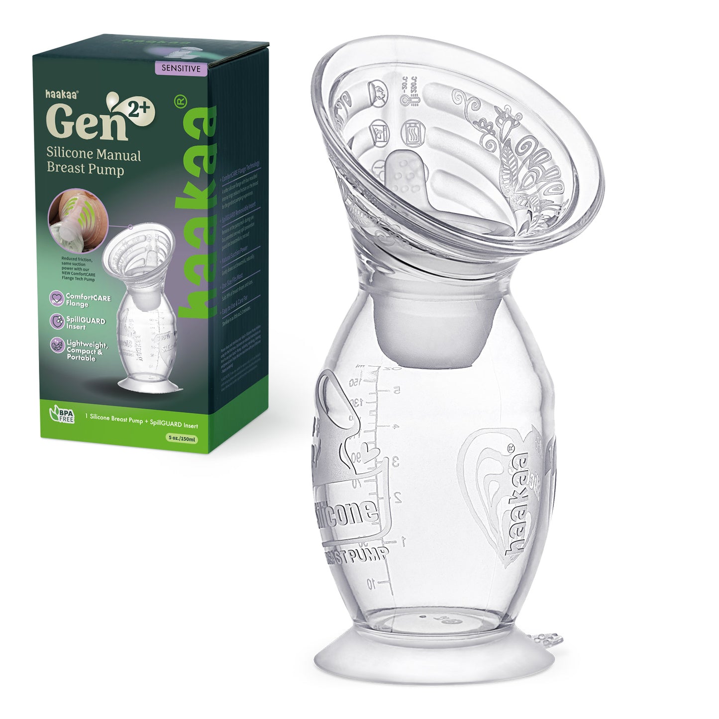 Gen. 2+ Silicone Manual Breast Pump + SpillGUARD Insert