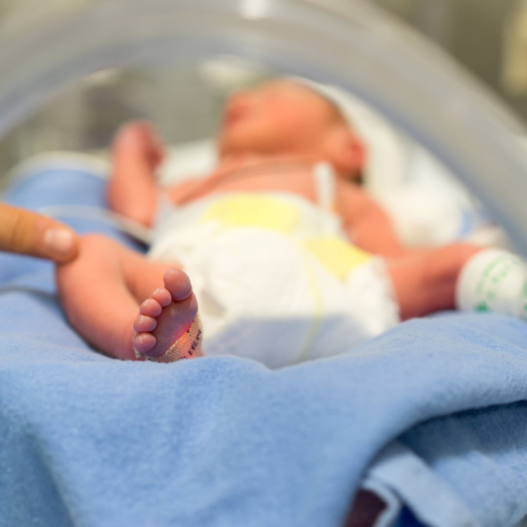 Photo of a premature baby in an incubator
