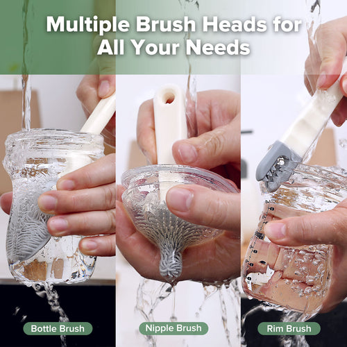 Clean & Dry Travel Bottle Brush Set - Cream & Slate