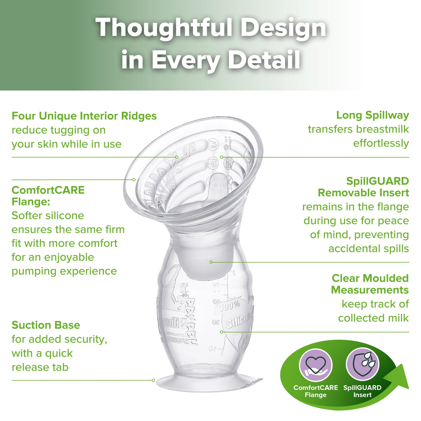 Gen. 2 Plus Silicone Manual Breast Pump + SpillGUARD Insert