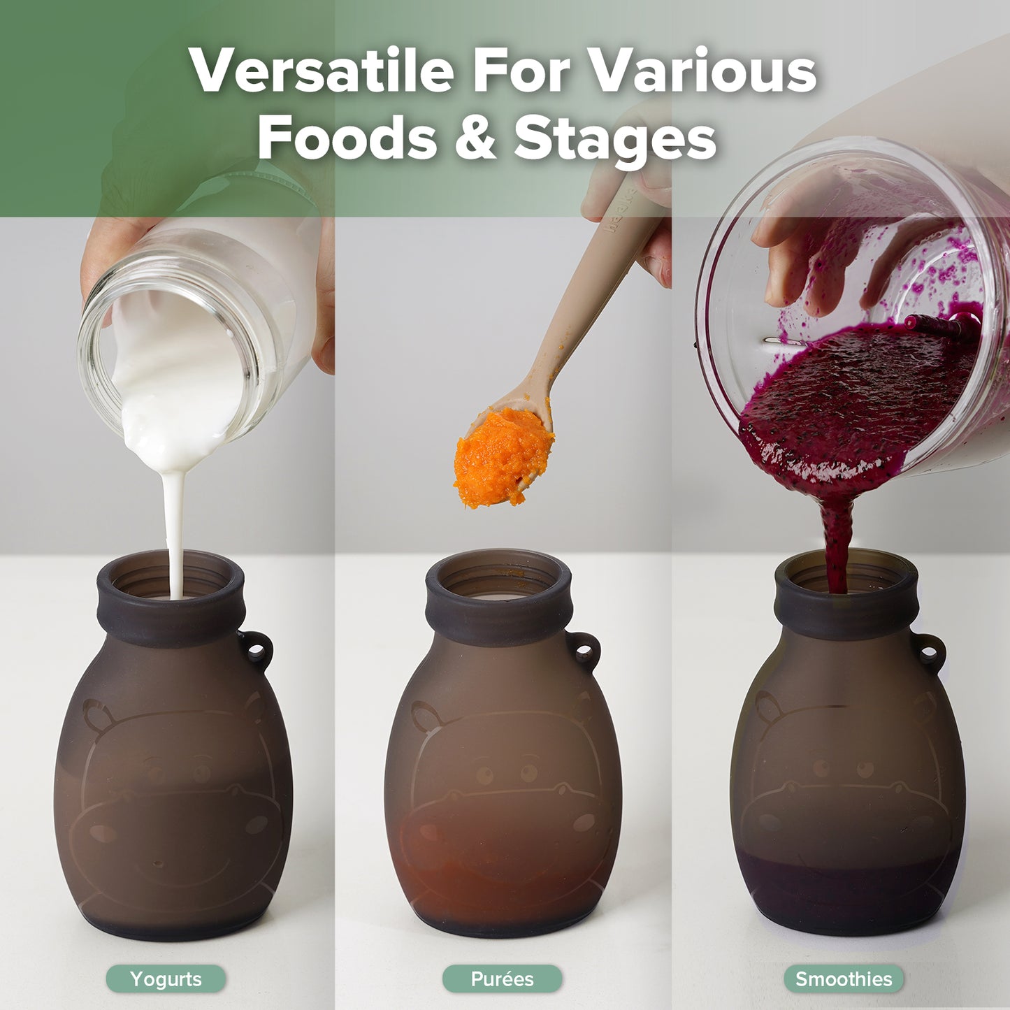 Hippo Wide Opening Silicone Goody Pouch - 260ml