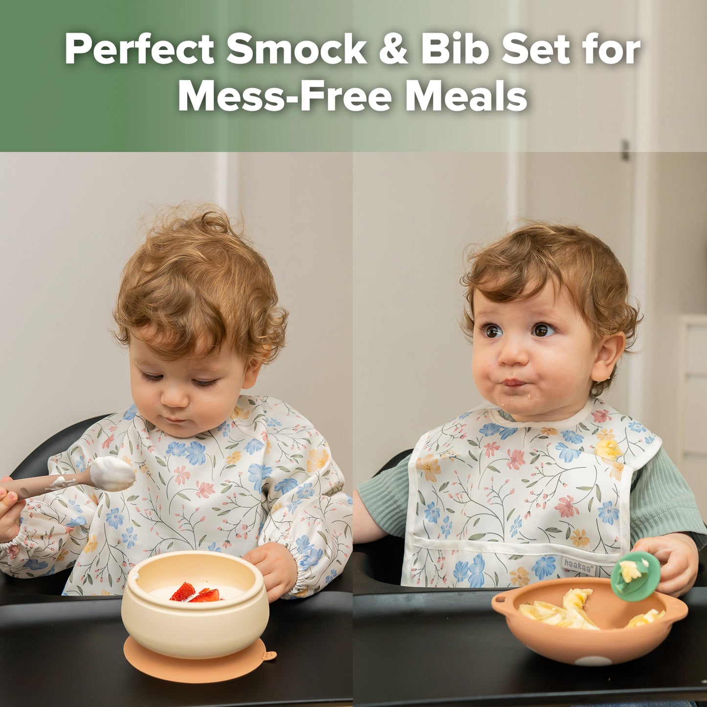 Haakaa Mess-free Smock & Bib Set