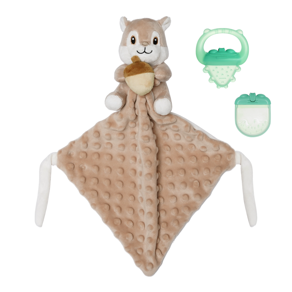 Snuggle Squirrel & Acorn Teether Blanket Combo