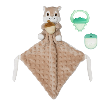 Snuggle Squirrel & Acorn Teether Blanket Combo