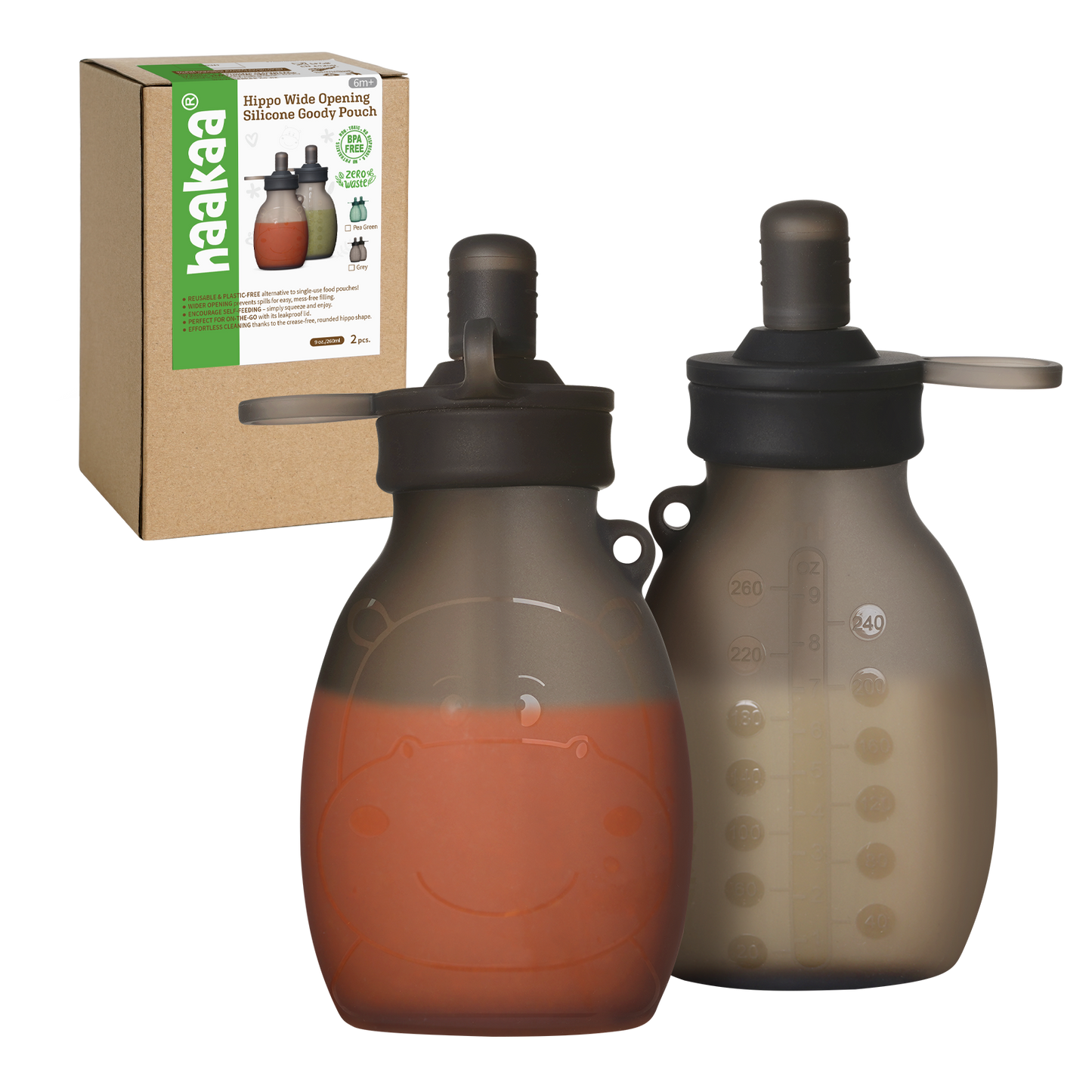 Hippo Wide Opening Silicone Goody Pouch - 260ml